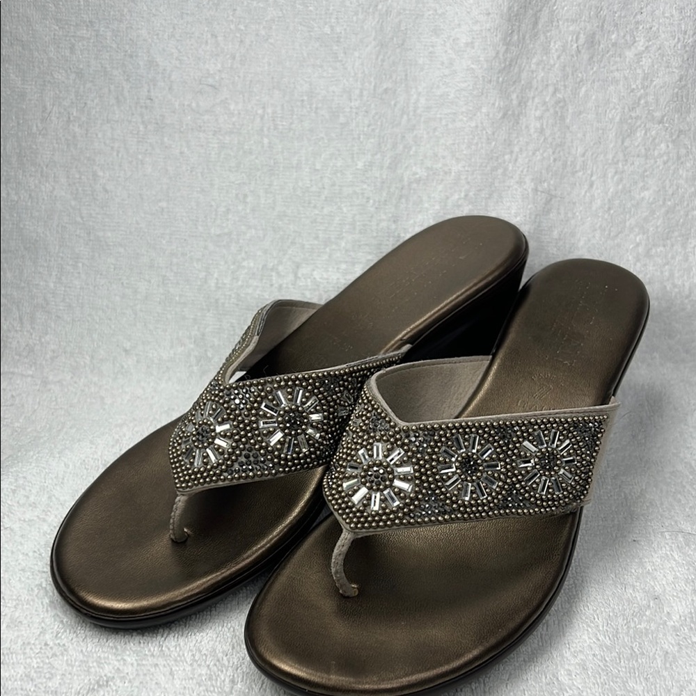 Italian Shoemakers Bronze Beaded Sandals
